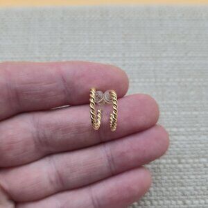 Gold Plated Over Sterling Silver Braided Half Hoop Earrings A5823